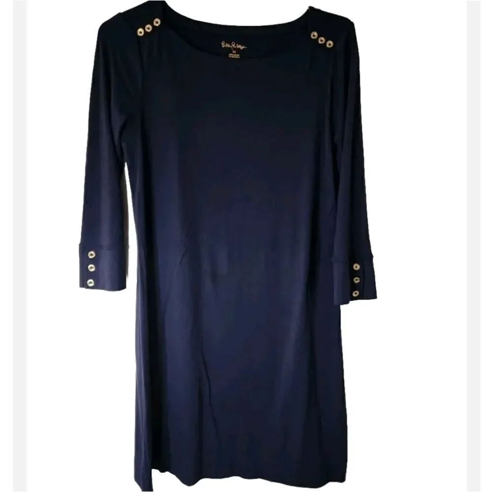 Lilly Pulitzer Sophie Dress Navy Blue Medium Perfect Summer Classic